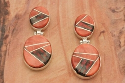 Calvin Begay Genuine Spiny Oyster Shell Sterling Silver Earrings